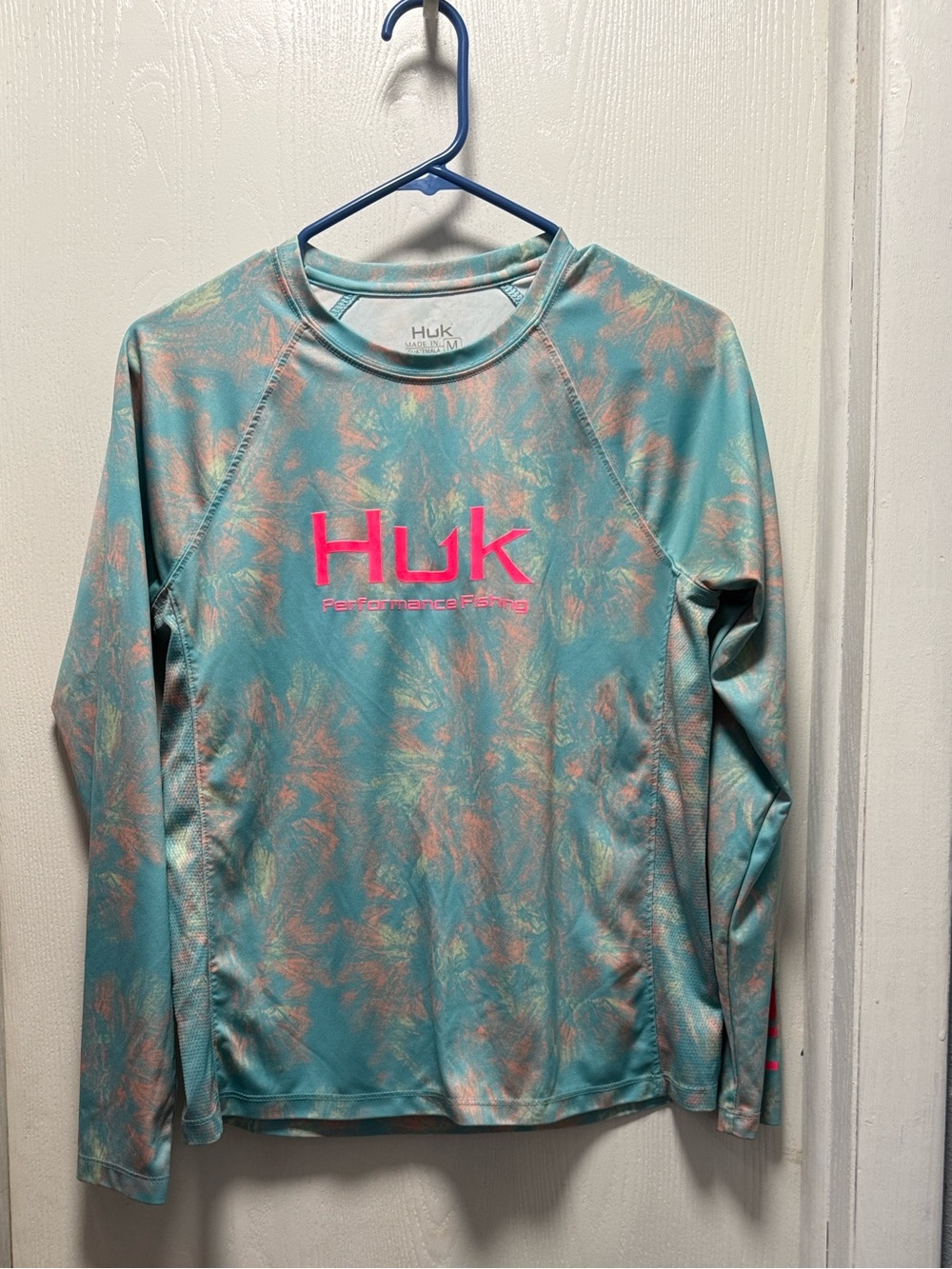 Huk Kids Long Sleeve Swim Rashguard in Teal and Pink